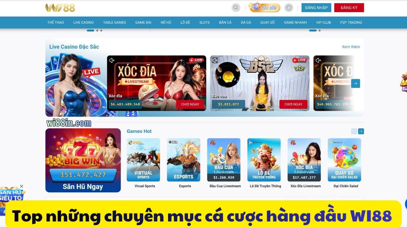 Top những chuyên mục cá cược hàng đầu WI88 