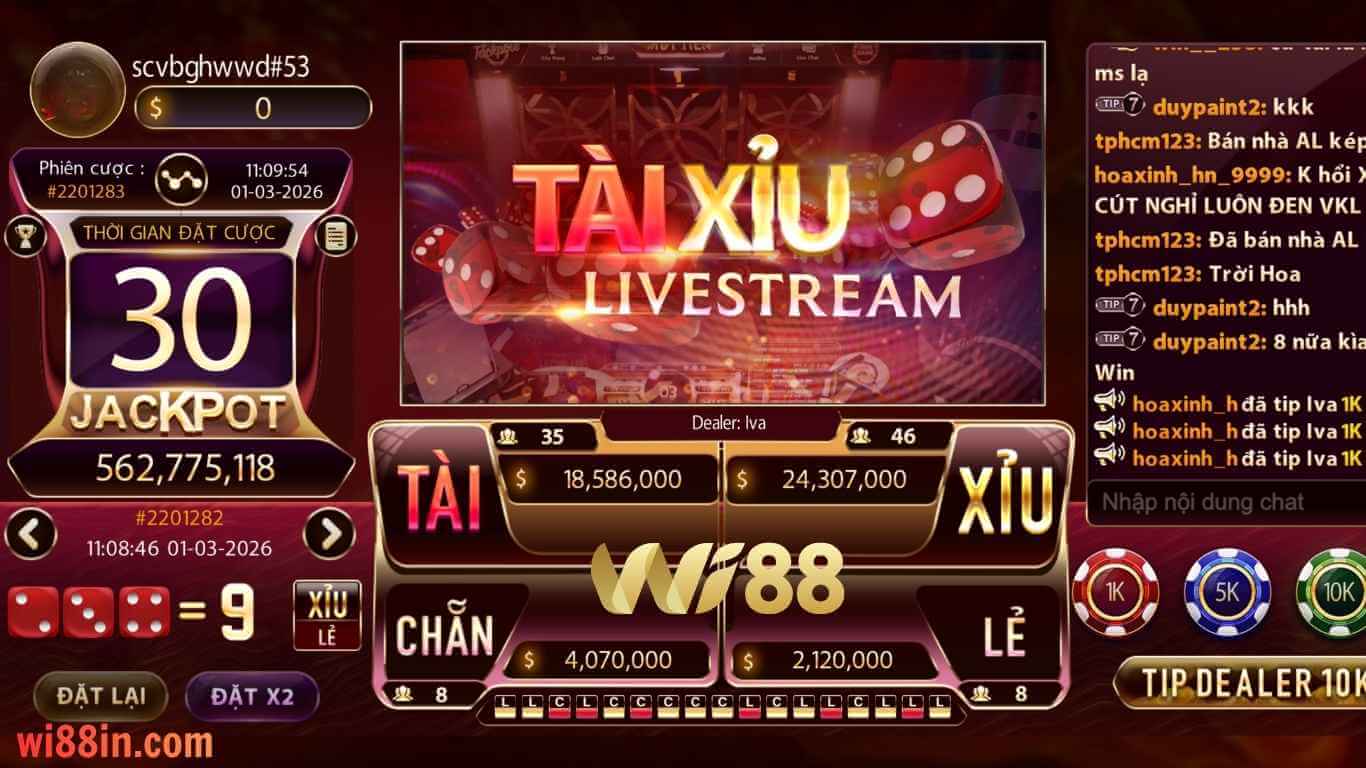 Kinh nghiệm chơi tài xỉu Livestream Wi88 hiệu quả